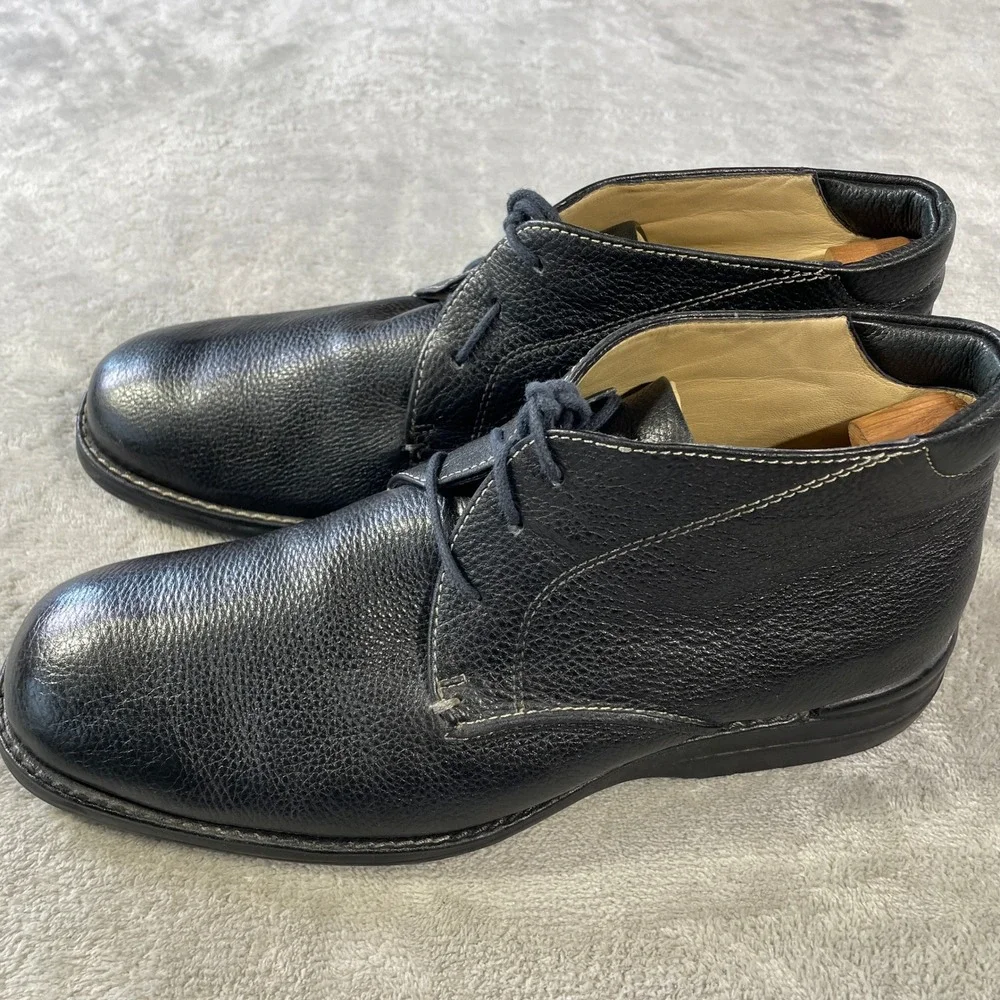 Johnston Murphy  Chukka Boots Mens 10.5 Black Pebbled Sheepskin Leather Office